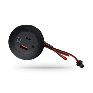 Conversions Tech Power Products Embedded USB Charging Port, USB-A + USB-C, Black | 12 V, Indicator Light, 18 in Lead | 1666-0100