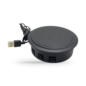 Conversions Tech Embedded Power Embedded Wireless Charging Puck, 95 mm Round, Black | Qi, USB-A Plug Powered | CTMWB242