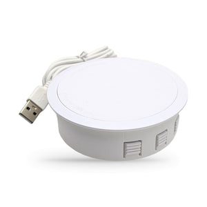 Conversions Tech Embedded Power Embedded Wireless Charging Puck, 95 mm Round, White | Qi, USB-A Plug Powered | CTMW242