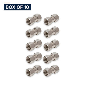 Conversions Tech Coax Accessories Box of 10 ($0.70 ea) F Coupler, Male to Male, 3 GHz | High Return Loss Barrel | F-71