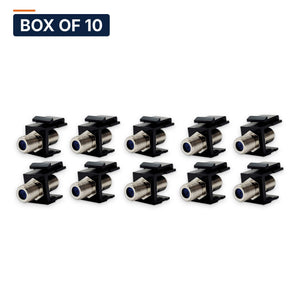 Conversions Tech Keystone Box of 10 ($1.94 ea) F81 Coax Keystone Coupler, Female to Female, Black | 3 GHz, CATV and Antenna | 5100-981