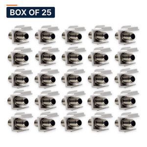 Conversions Tech Keystone Box of 25 ($1.80 ea) F81 Coax Keystone Coupler, Female to Female, White | 3 GHz, CATV and Antenna | 5100-781
