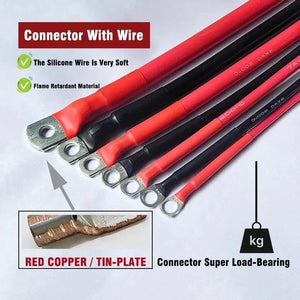 Conversions Tech Factory 10 8 7 6 4 2 0AWG Red Black Super Soft Silicone Tinned Copper Wire Cable With M6 M8 M10 Terminal Lug For Inverter Car