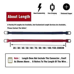 Conversions Tech Factory 10 8 7 6 4 2 0AWG Red Black Super Soft Silicone Tinned Copper Wire Cable With M6 M8 M10 Terminal Lug For Inverter Car