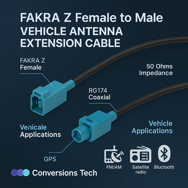 Conversions Technology Fakra Z Female to Z Male Connector - Vehicle Antenna Extension Cable 6 ft