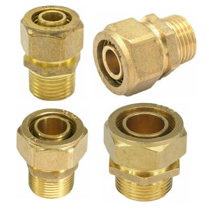 Conversions Tech 12x16mm / 1/2" / CHINA Fit  PEX-AL-PEX Tube O.D 16/18/20/25/32mm- 1/2" 3/4" 1" BSP Male Thread Brass Pipe Fitting For Solar Water Heater
