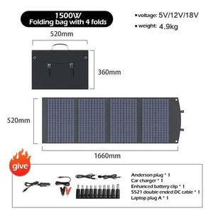 Conversions Tech 1500W Flexible, Foldable, High Efficiency Solar Panel, Travel & Phone & Boat, Portable 12V 2000w 1500w 1000w 500w Solar Panel Kit
