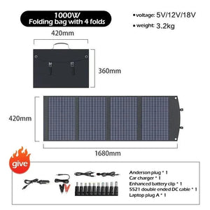 Conversions Tech 1000W Flexible, Foldable, High Efficiency Solar Panel, Travel & Phone & Boat, Portable 12V 2000w 1500w 1000w 500w Solar Panel Kit