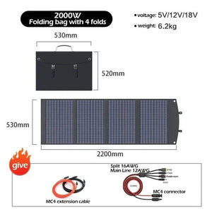Conversions Tech 2000W Flexible, Foldable, High Efficiency Solar Panel, Travel & Phone & Boat, Portable 12V 2000w 1500w 1000w 500w Solar Panel Kit