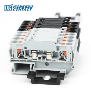 Conversions Tech Fush Terminal Block 10Pcs PTC4-HESI Disconnect Lever Push-in Connector Din Mount With 5x20mm 0.5A-10A Fuse PTC 4-HESI