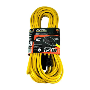 Conversions Tech [GD] 15 meter yellow reinforced electrical extension cord with 3 polarized contacts / add tools
