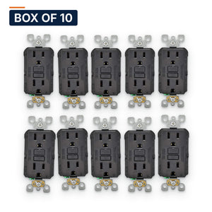 Conversions Tech Hardware > Power & Electrical Supplies > Power Outlets & Sockets Box of 10 ($15.89 ea) GFCI Receptacle 15A Self-Test Decorator, Black, Each or Box of 10 | 0495-957
