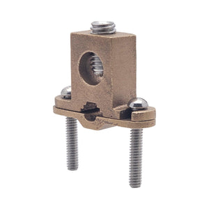 Conversions Technology Ground Clamp, Direct Burial, Bronze  8 STR- 4/0 STR 1/2 - 1" Wire Range Pipe Size