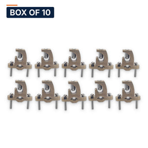 Conversions Tech Electrical Box of 10 ($12.39 ea) Ground Lay in Rebar Clamp 8 AWG- 4/0 AWG Wire Range 1/2 - 1" Pipe Size