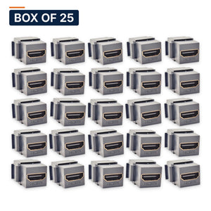 Conversions Tech Keystone Box of 25 ($2.28 ea) HDMI Keystone Coupler, Female to Female, Black | 4K 18 Gbps Feed-Through | 5100-090