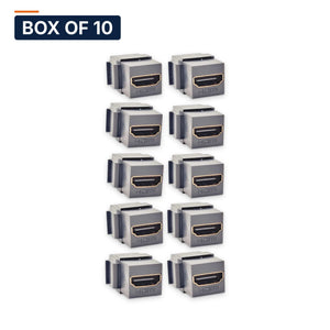 Conversions Tech Keystone Box of 10 ($2.50 ea) HDMI Keystone Coupler, Female to Female, Black | 4K 18 Gbps Feed-Through | 5100-090