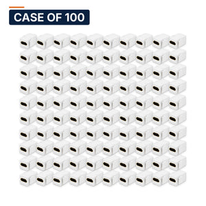 Conversions Tech Keystone Case of 100 ($1.99 ea) HDMI Keystone Coupler, Female to Female, White | 4K 18 Gbps Feed-Through | 5100-070-A