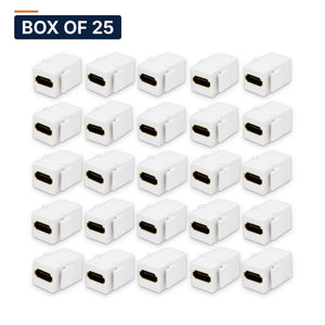 Conversions Tech Keystone Box of 25 ($2.28 ea) HDMI Keystone Coupler, Female to Female, White | 4K 18 Gbps Feed-Through | 5100-070-A