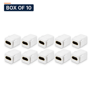 Conversions Tech Keystone Box of 10 ($2.50 ea) HDMI Keystone Coupler, Female to Female, White | 4K 18 Gbps Feed-Through | 5100-070-A