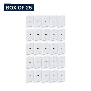 Conversions Tech Wall Plate Box of 25 ($5.84 ea) HDMI Wall Plate | 1-Gang, Built-In Coupler, White | 5125-910