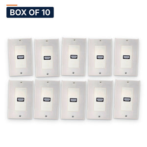 Conversions Tech Wall Plates Box of 10 ($13.39 ea) HDMI Wall Plate, 1-Port with 90 Degree Coupler, White | Shallow Box Friendly, 4K | 702-500