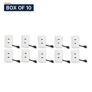 Conversions Tech Wall Plates Box of 10 ($9.00 ea) HDMI Wall Plate, 2-Port with 6 in Pigtails, White | Rear Cable Leads, 4K | 5125-010
