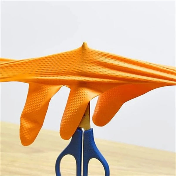 Conversions Tech Heavy Duty Orange Nitrile Gloves 8Mil Industrial Disposable Gloves with Diamond Textured Grip for Mechanic Safety & Work Gloves
