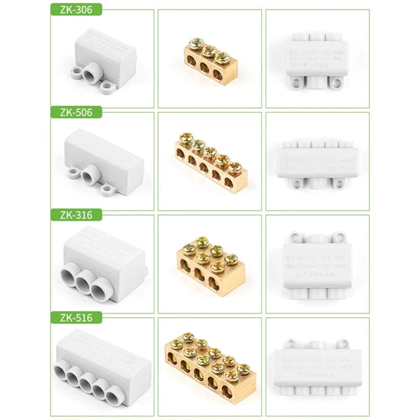 Conversions Tech High Power 1 in multiple out Cable Splicing 60A/400V 1-6mm2 Wire Connector Screw Wiring Terminal Block 80A/1000V 2.5-16mm2