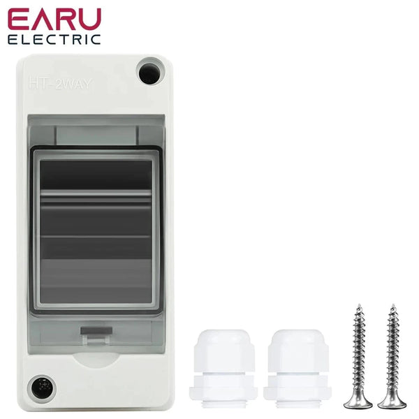 Conversions Tech HT-2 IP65 Waterproof Distribution Breaker Box Panel Installation 2 WAY PC ABS Plastic Outdoor Electrical MCB Solar Junction Box