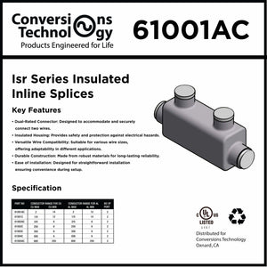 Conversions Tech Electrical > Connectors > Insulated Splices Insulated Inline Splice 6 AWG - 2/0 AWG Black UL Listed