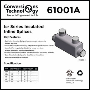 Conversions Tech Electrical > Connectors > Insulated Splices Insulated Inline Splice 6 AWG - 2/0 AWG Black UL Listed