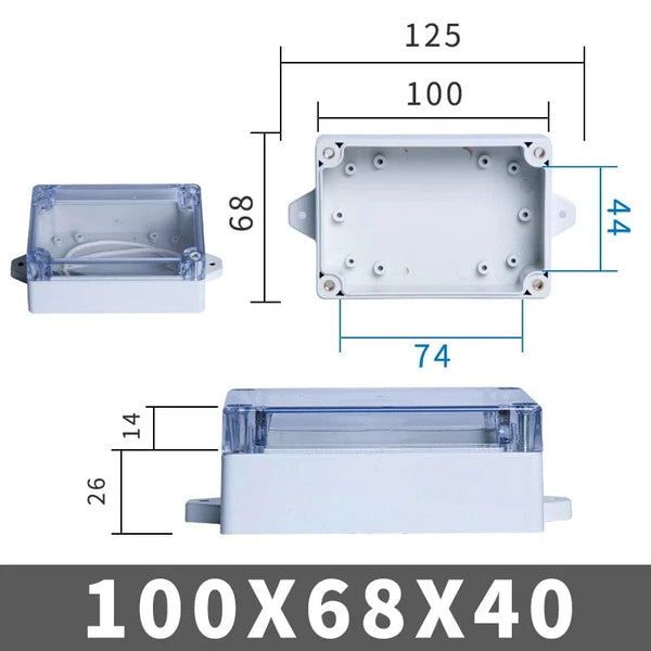 Conversions Tech FTE100-68-40 IP67 Plastic Transparent Waterproof Enclosure Box Electronic Project Outdoor Instrument Electrical Project Box Junction Housing