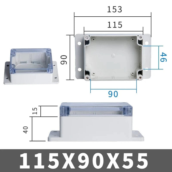 Conversions Tech FTE115-90-55 IP67 Plastic Transparent Waterproof Enclosure Box Electronic Project Outdoor Instrument Electrical Project Box Junction Housing