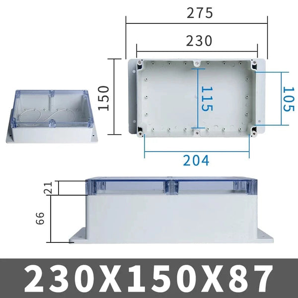 Conversions Tech FTE230-150-87 IP67 Plastic Transparent Waterproof Enclosure Box Electronic Project Outdoor Instrument Electrical Project Box Junction Housing