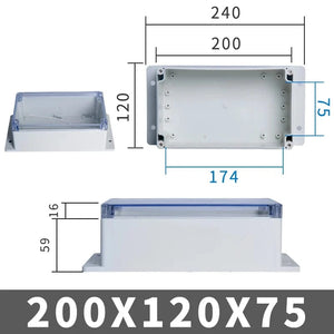 Conversions Tech FTE200-120-75 IP67 Plastic Transparent Waterproof Enclosure Box Electronic Project Outdoor Instrument Electrical Project Box Junction Housing