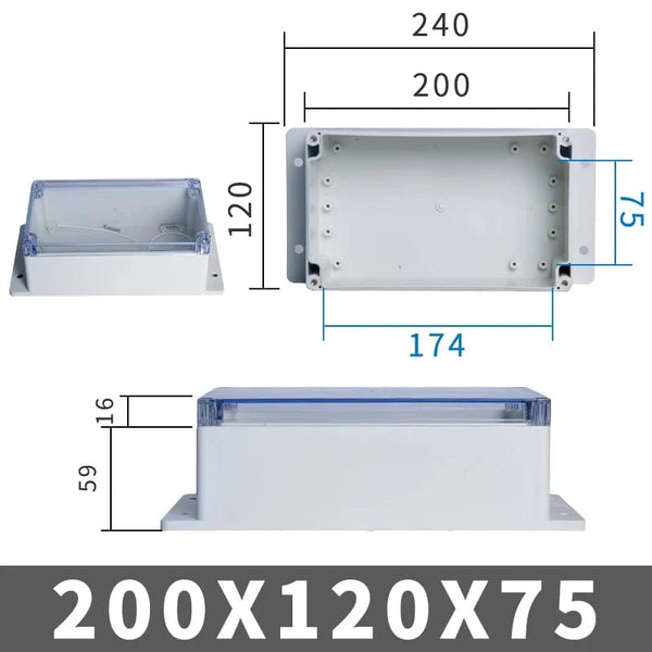 Conversions Tech FTE200-120-75 IP67 Plastic Transparent Waterproof Enclosure Box Electronic Project Outdoor Instrument Electrical Project Box Junction Housing