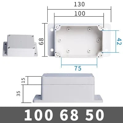 Conversions Tech FE100-68-50 IP67 Waterproof Enclosure Plastic Box Electronic Project Outdoor Instrument Electrical Project Box Junction Housing with ears