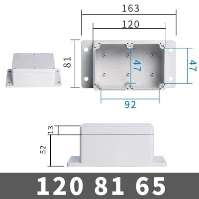 Conversions Tech FE120-81-65 IP67 Waterproof Enclosure Plastic Box Electronic Project Outdoor Instrument Electrical Project Box Junction Housing with ears