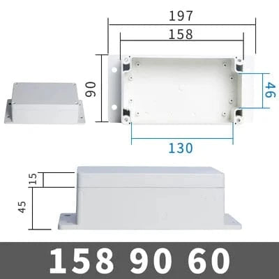 Conversions Tech FE158-90-60 IP67 Waterproof Enclosure Plastic Box Electronic Project Outdoor Instrument Electrical Project Box Junction Housing with ears