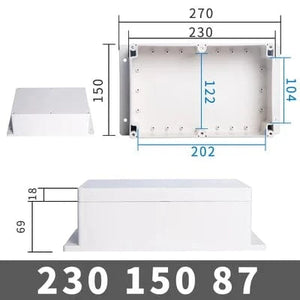 Conversions Tech FE230-150-87 IP67 Waterproof Enclosure Plastic Box Electronic Project Outdoor Instrument Electrical Project Box Junction Housing with ears