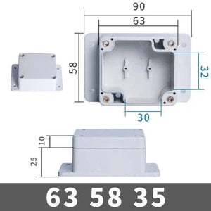 Conversions Tech FE63-58-35 IP67 Waterproof Enclosure Plastic Box Electronic Project Outdoor Instrument Electrical Project Box Junction Housing with ears