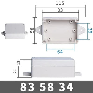 Conversions Tech FE83-58-34 IP67 Waterproof Enclosure Plastic Box Electronic Project Outdoor Instrument Electrical Project Box Junction Housing with ears