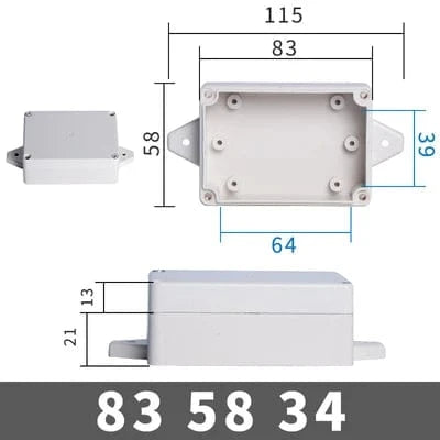 Conversions Tech FE83-58-34 IP67 Waterproof Enclosure Plastic Box Electronic Project Outdoor Instrument Electrical Project Box Junction Housing with ears