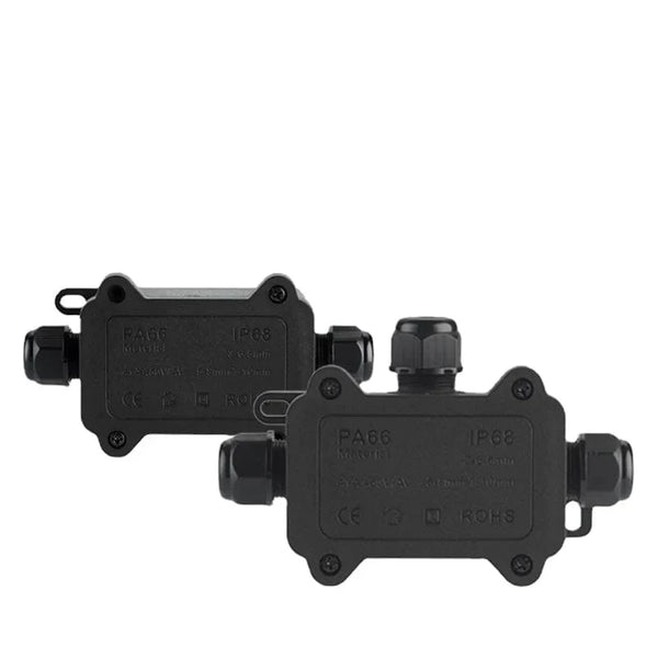 Conversions Tech IP68 Outdoor Waterproof Junction Box – Black,  3 Way Mini Connector Box with PC Plastic and Terminal, Designed for Buried Wires