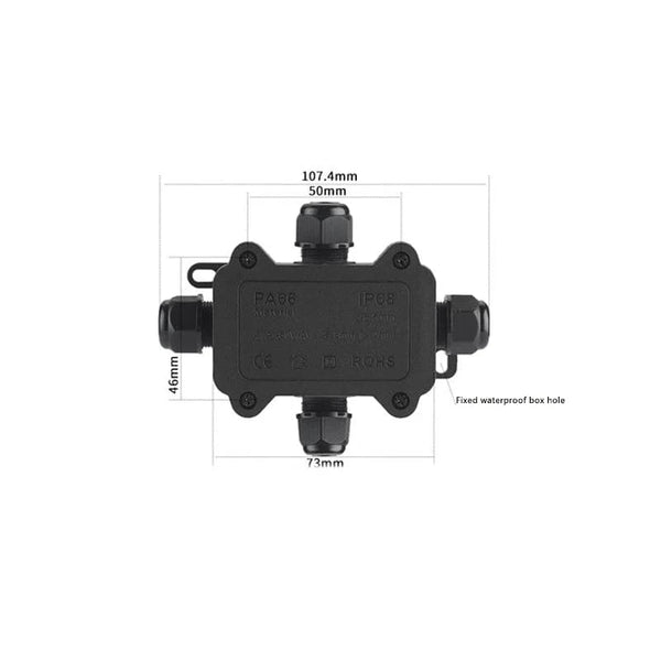 Conversions Tech IP68 Outdoor Waterproof Junction Box – Black,  3 Way Mini Connector Box with PC Plastic and Terminal, Designed for Buried Wires