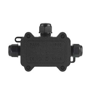 Conversions Tech IP68 Outdoor Waterproof Junction Box – Black,  3 Way Mini Connector Box with PC Plastic and Terminal, Designed for Buried Wires