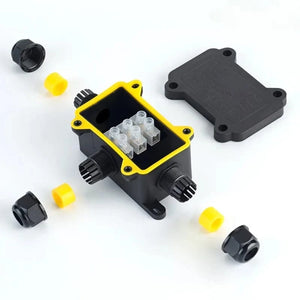 Conversions Tech IP68 Outdoor Waterproof Junction Box – Black,  3 Way Mini Connector Box with PC Plastic and Terminal, Designed for Buried Wires