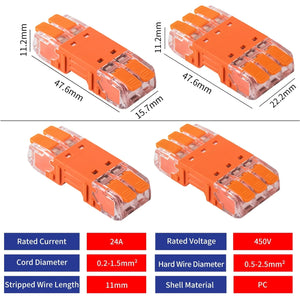Conversions Tech JINH 10Pcs CMK 64 Quick Lever Wire Connectors 2/3 In and 2/3 Out for Compact Plug Male Female Terminals Universal Blocks