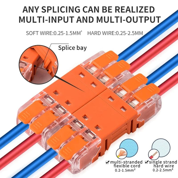 Conversions Tech JINH 10Pcs CMK 64 Quick Lever Wire Connectors 2/3 In and 2/3 Out for Compact Plug Male Female Terminals Universal Blocks