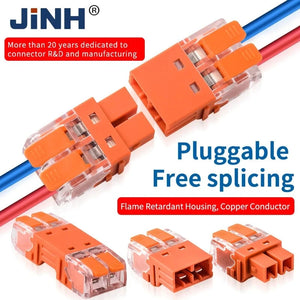 Conversions Tech JINH 10Pcs CMK 64 Quick Lever Wire Connectors 2/3 In and 2/3 Out for Compact Plug Male Female Terminals Universal Blocks